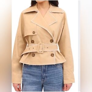 Anthropologie Avec Les Filles Coat Blanket Stitch Cropped Trench XS